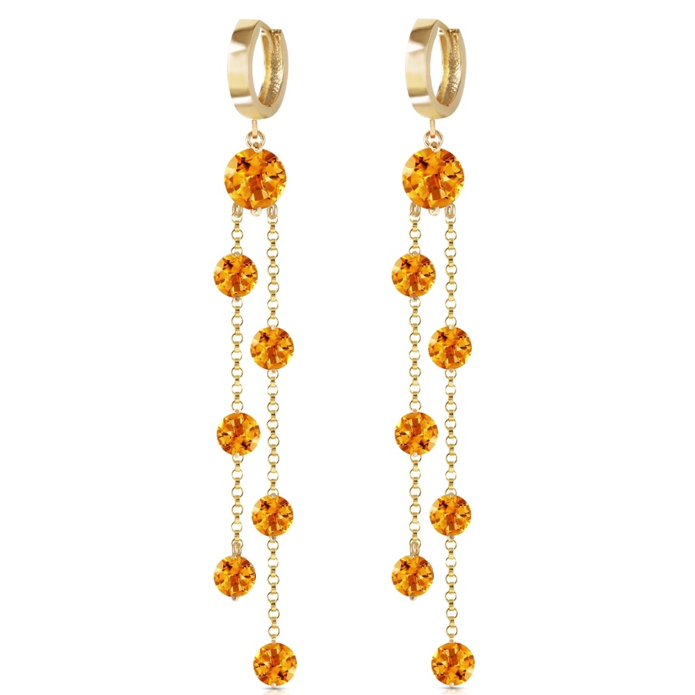 14K. SOLID GOLD CHANDELIERS EARRING WITH CITRINE - Picture 2 of 4